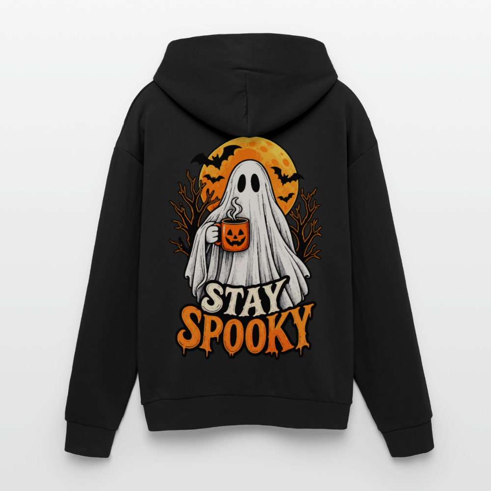 Trend4us Cute Ghost with Pumpkin Oversized Hooded Sweatshirt - black
