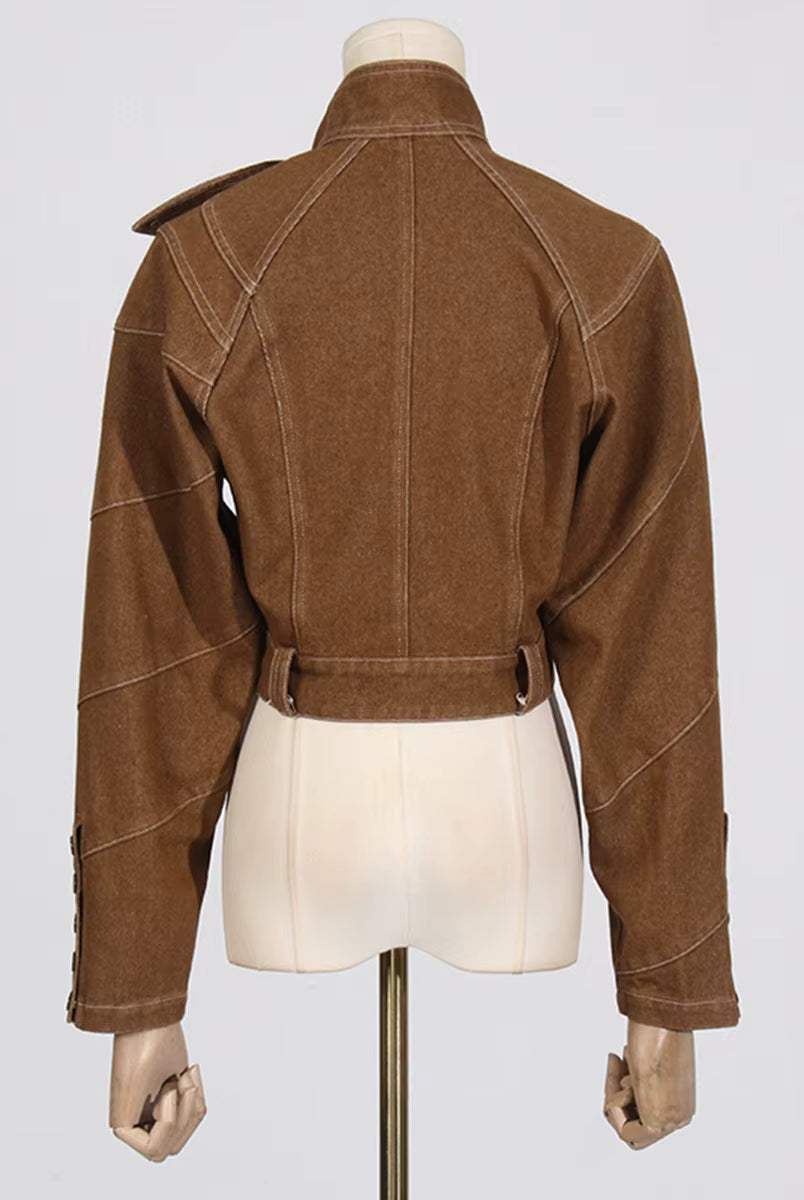 Trend4us Avant-Garde Structured Cropped Jacket & Wide-Leg Pants Set