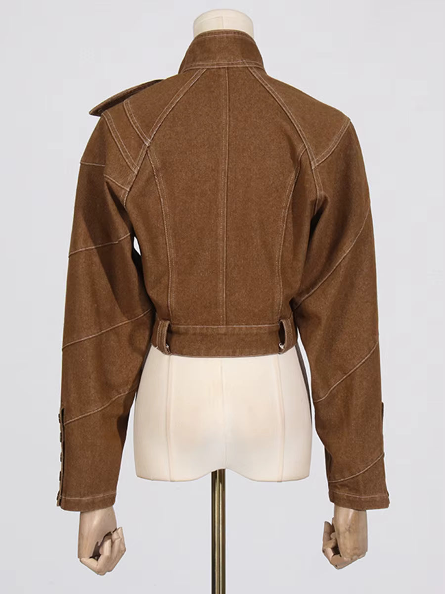 Trend4us Avant-Garde Structured Cropped Jacket & Wide-Leg Pants Set
