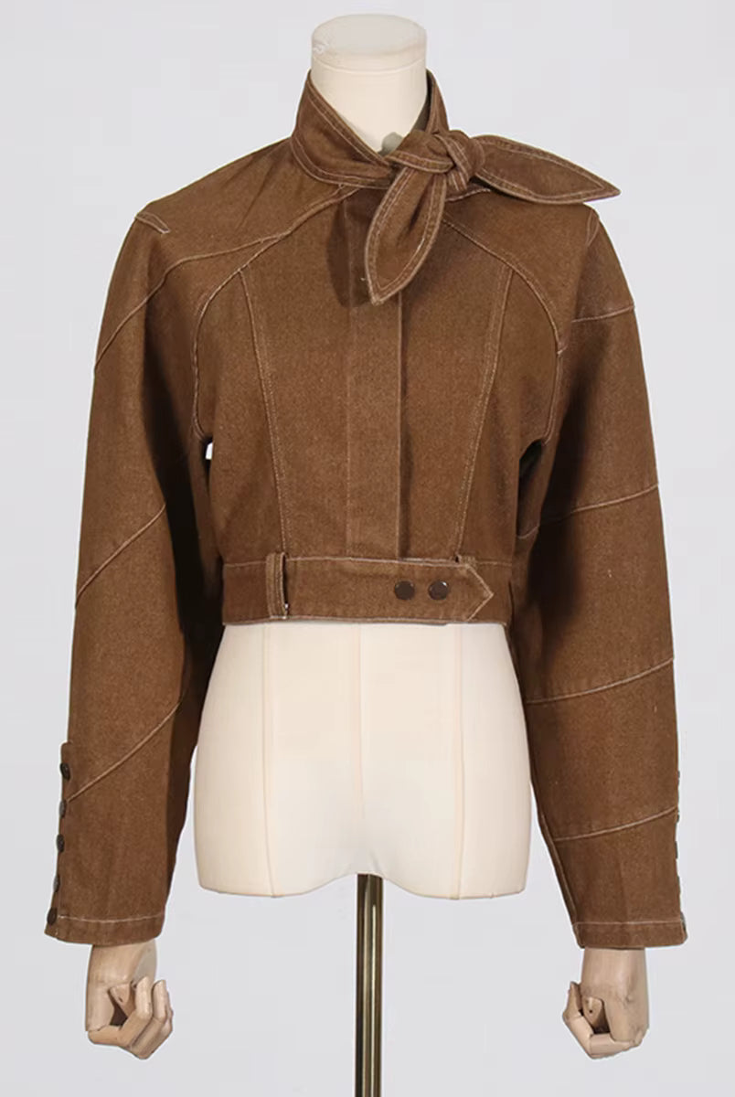 Trend4us Avant-Garde Structured Cropped Jacket & Wide-Leg Pants Set