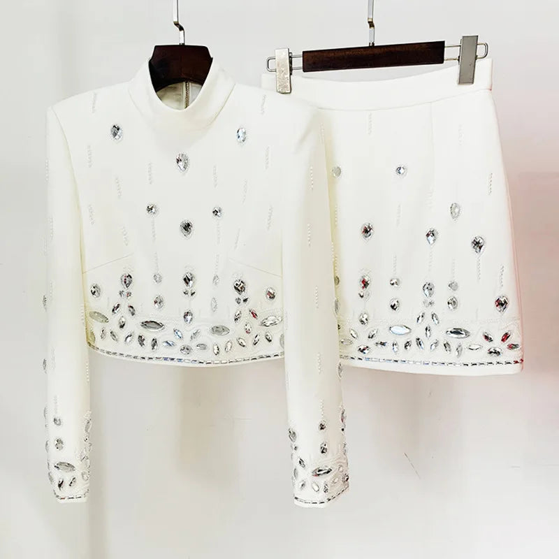 White outfit with embellishments