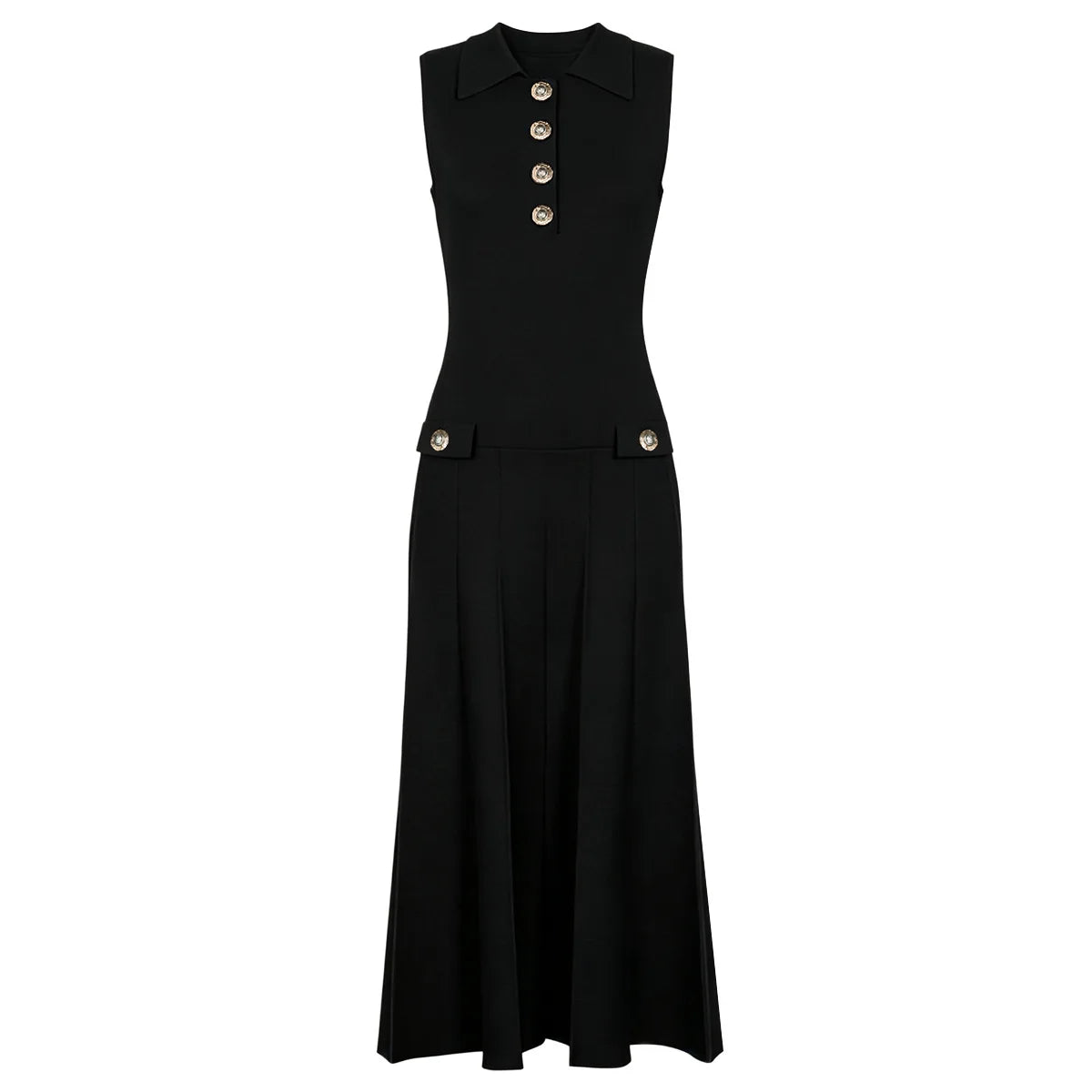 Trend4us knit maxi dress in black, front view