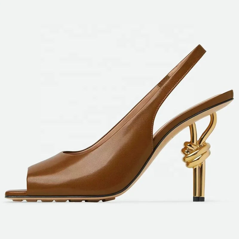 Trend4us Luxe Chain-Link Heel Peep-Toe Ankle Boots