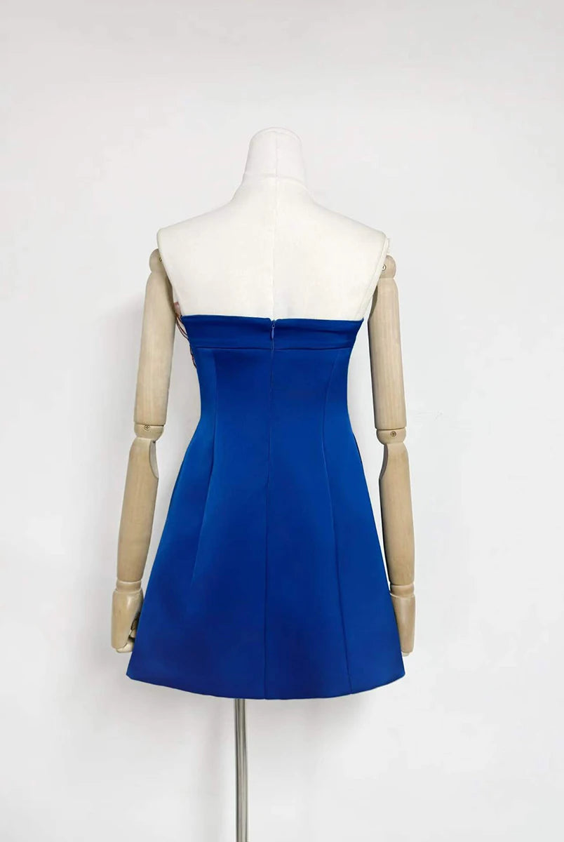 Trend4us Luxe Floral Appliqué Strapless High Waist Mini Dress