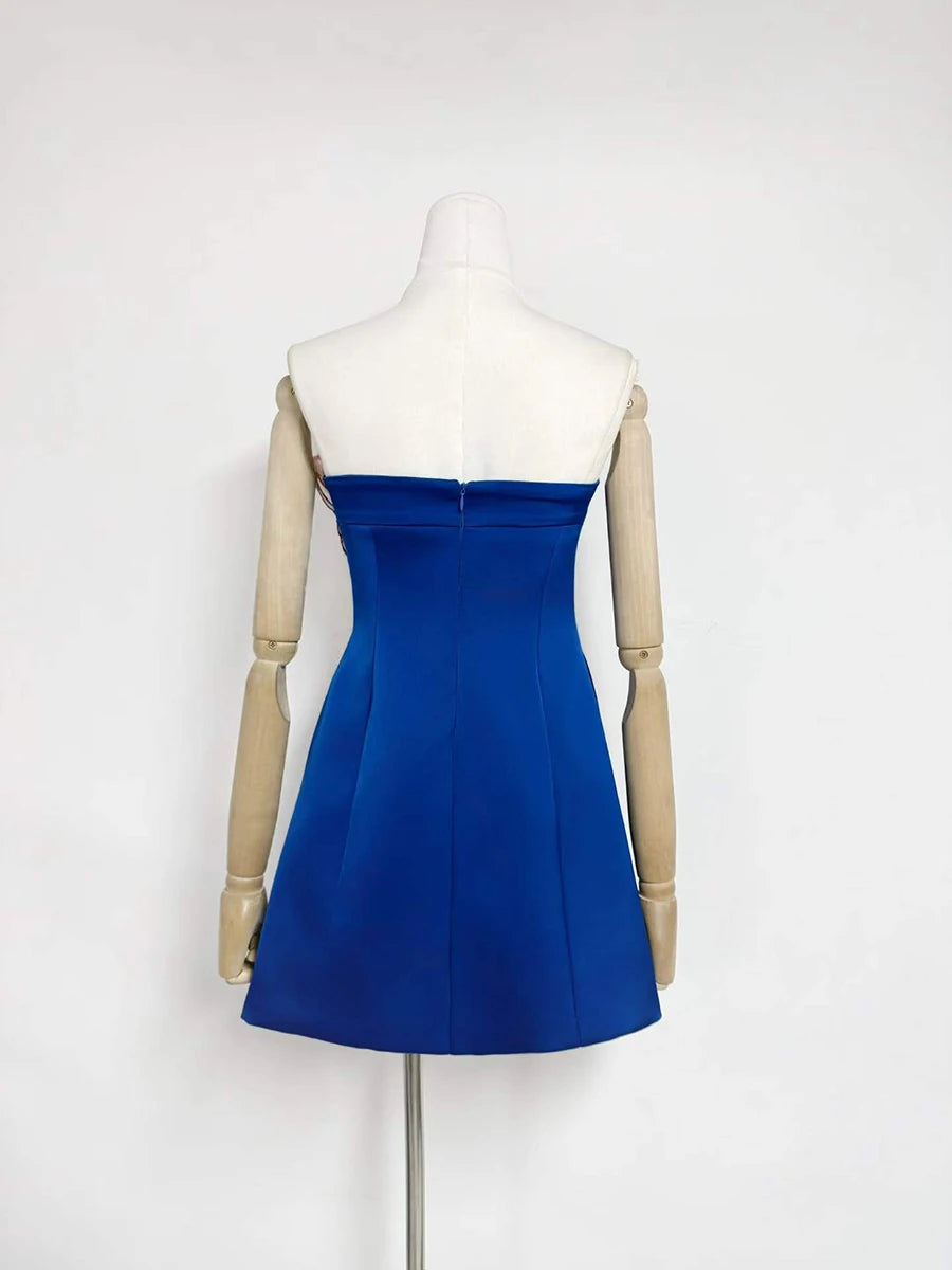 Trend4us Luxe Floral Appliqué Strapless High Waist Mini Dress
