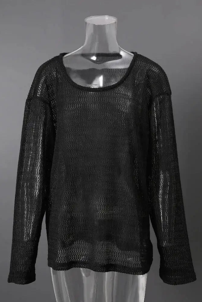 Trend4us Sheer Knit Long Sleeve Top – Women's Lightweight Sweater