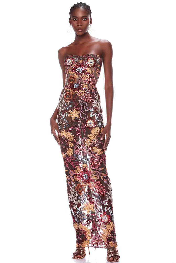 Luxury Strapless Sequin Embroidery Dress