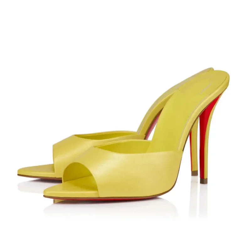 Trend4us Modern Distressed Open-Toe Denim Heels main image 1