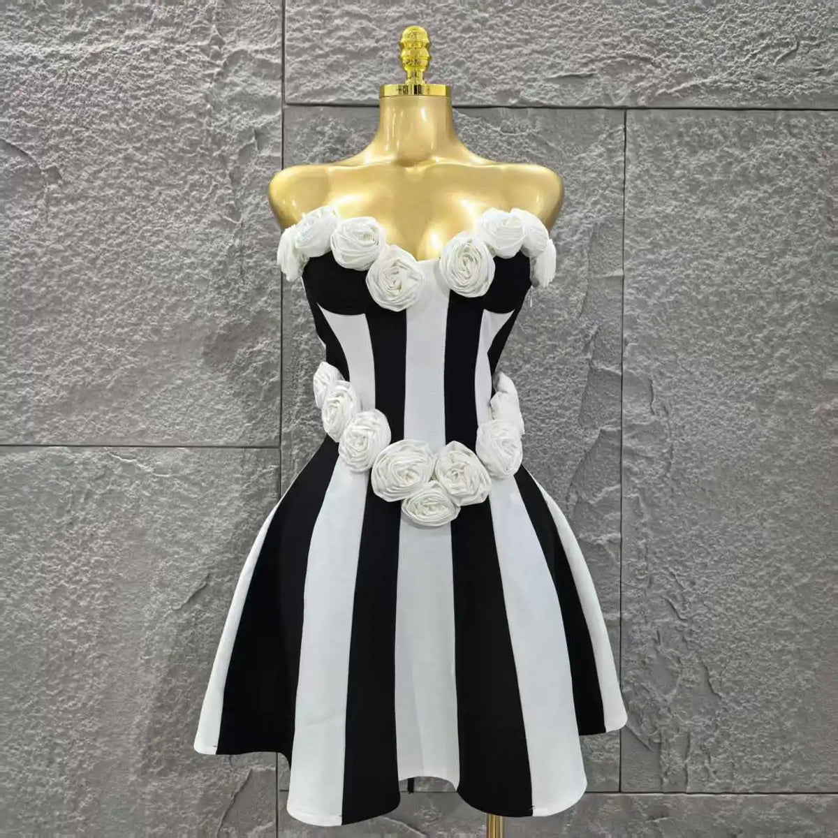 Trend4us Elegant Strapless Tweed Corset Mini Dress