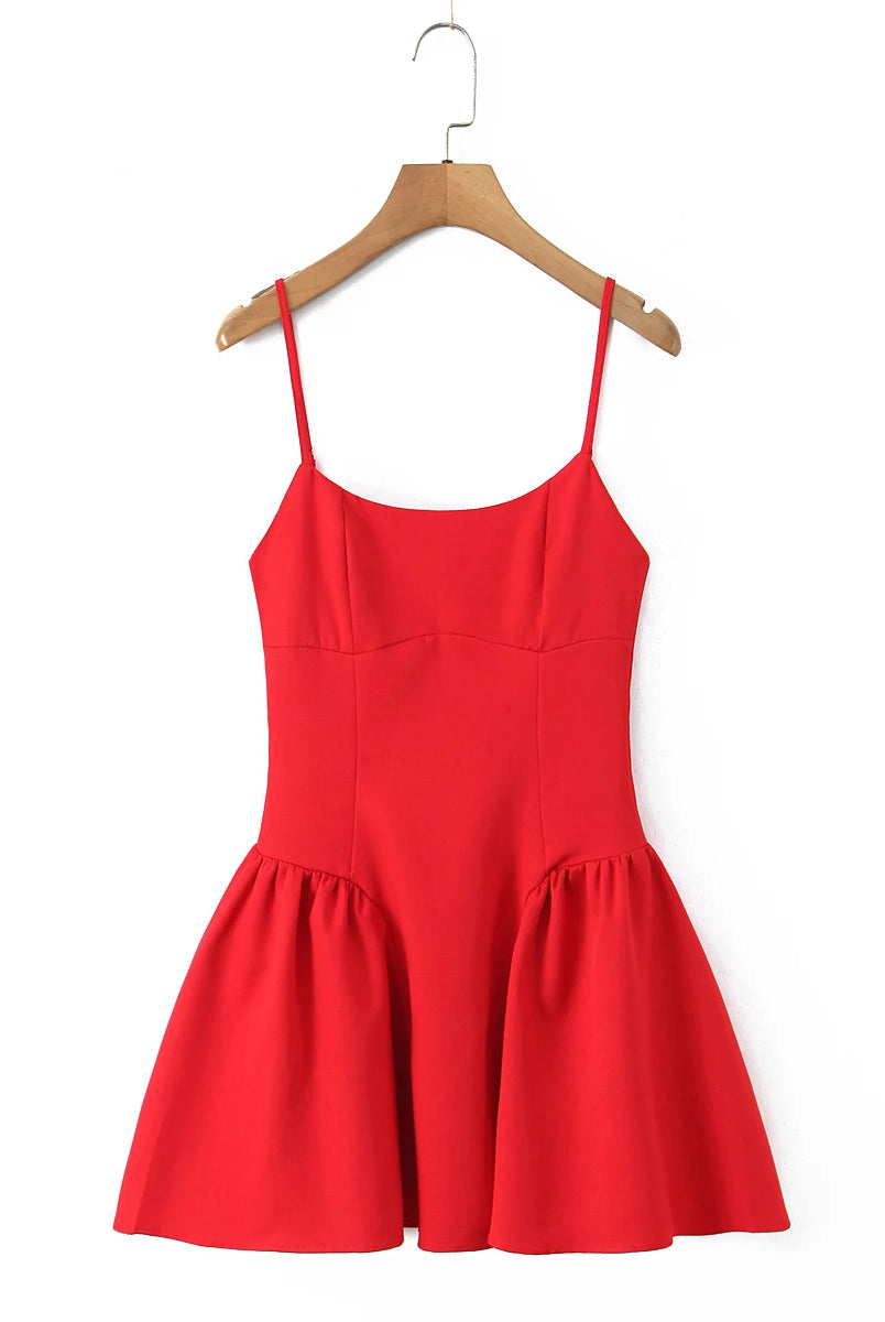 High-Waist Sculpted Pleated Mini Dress — Women's Sleeveless A-Line | Trend4us