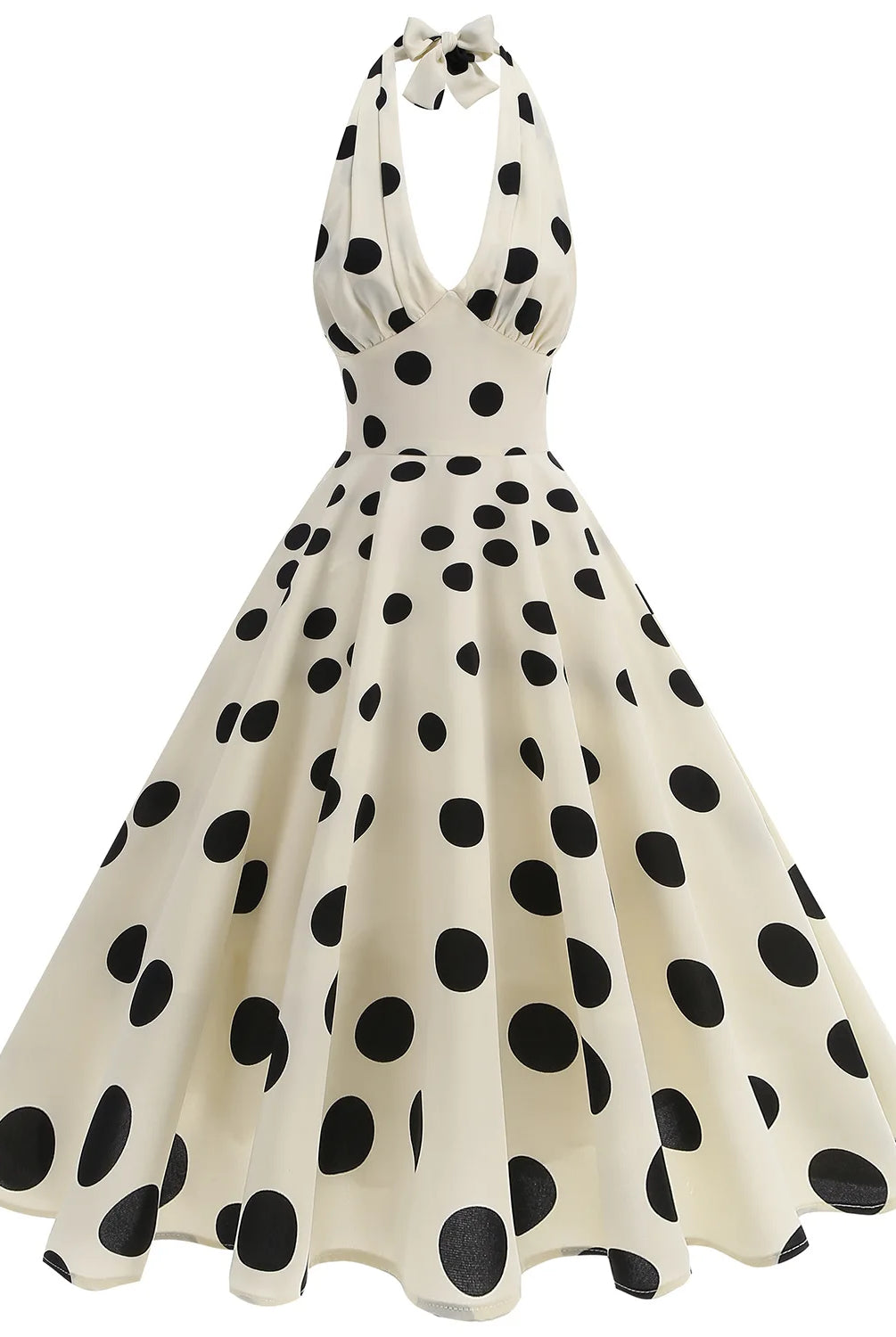 Trend4us Vintage Polka Dot Halter Fit & Flare Prom Dress