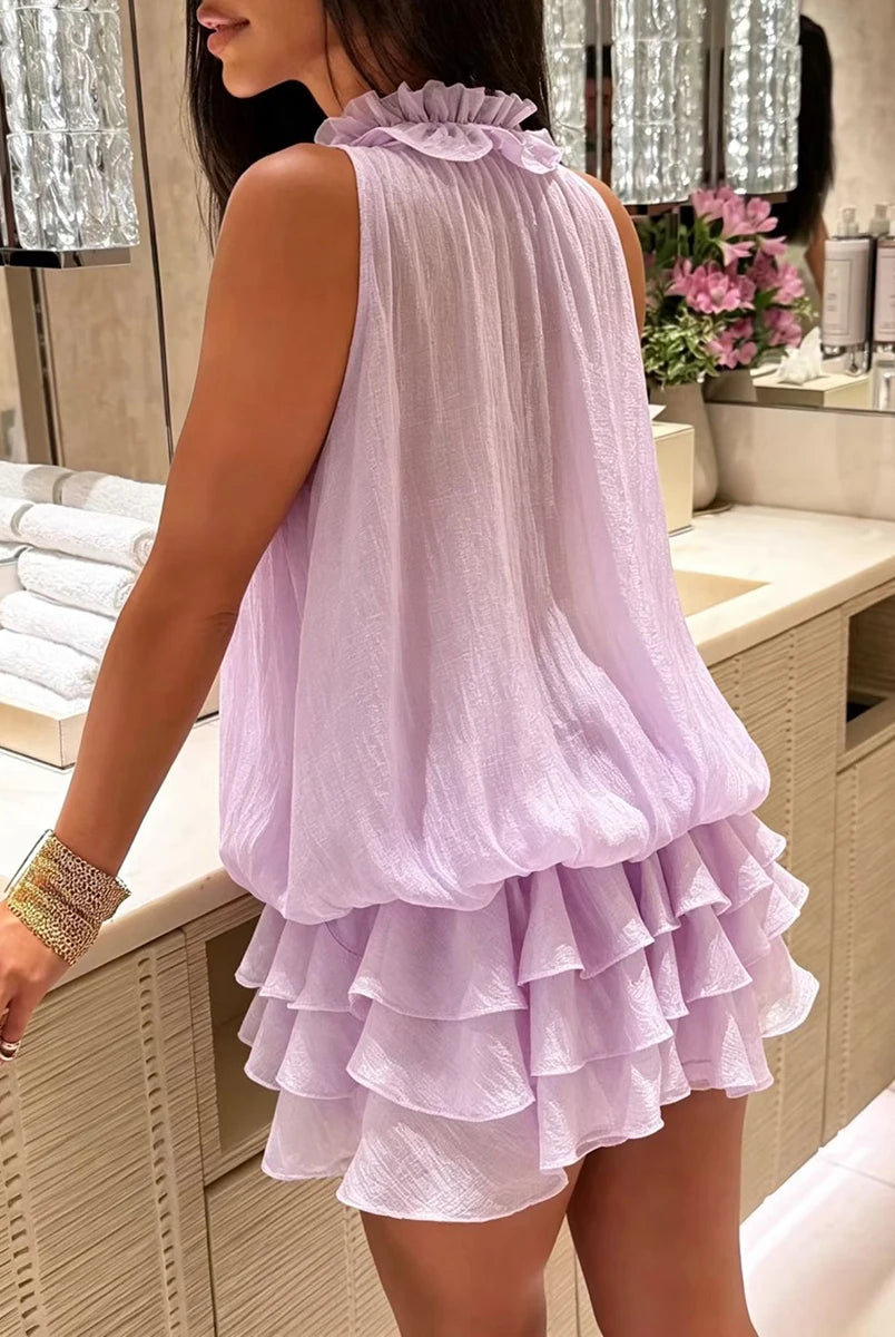 Trend4us Luxe 3D Rosette Ruffle Blouse & Layered Shorts Set