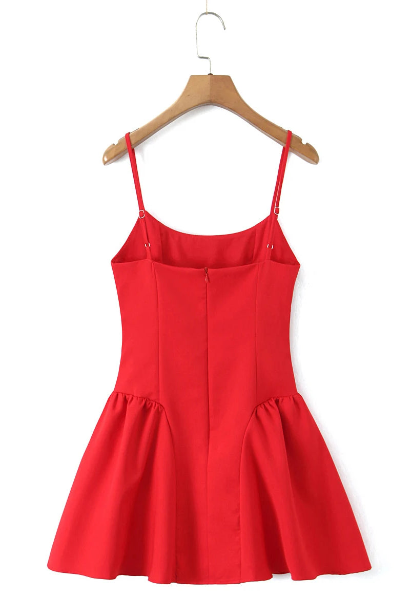 High-Waist Sculpted Pleated Mini Dress — Women's Sleeveless A-Line | Trend4us