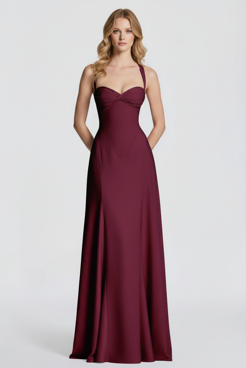 Trend4us Luxe Satin Lace-Up Back Evening Gown