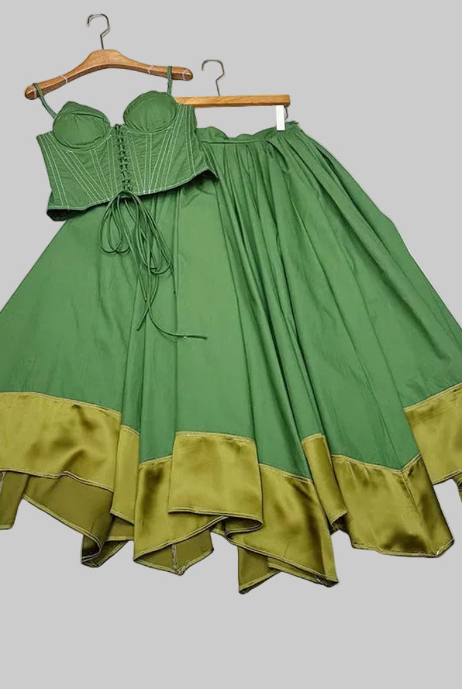 Trend4us Vintage Corset Crop Top & Satin Hem Maxi Skirt Set