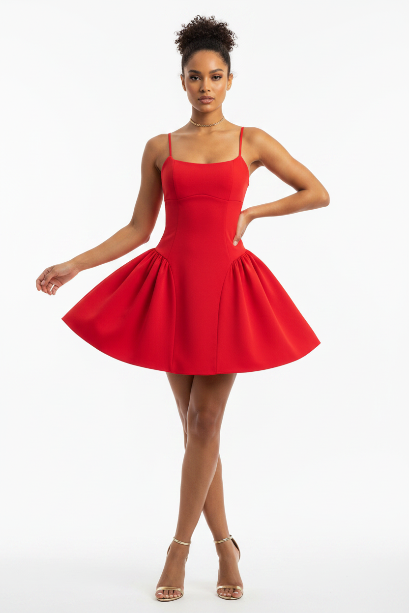 High-Waist Sculpted Pleated Mini Dress — Women's Sleeveless A-Line | Trend4us