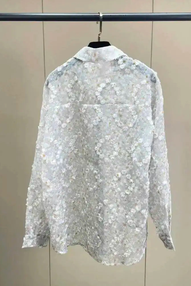 Trend4us Vintage Sheer Streetwear Button-Up Blouse