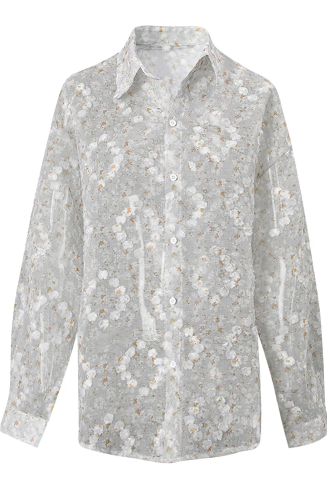 Trend4us Vintage Sheer Streetwear Button-Up Blouse