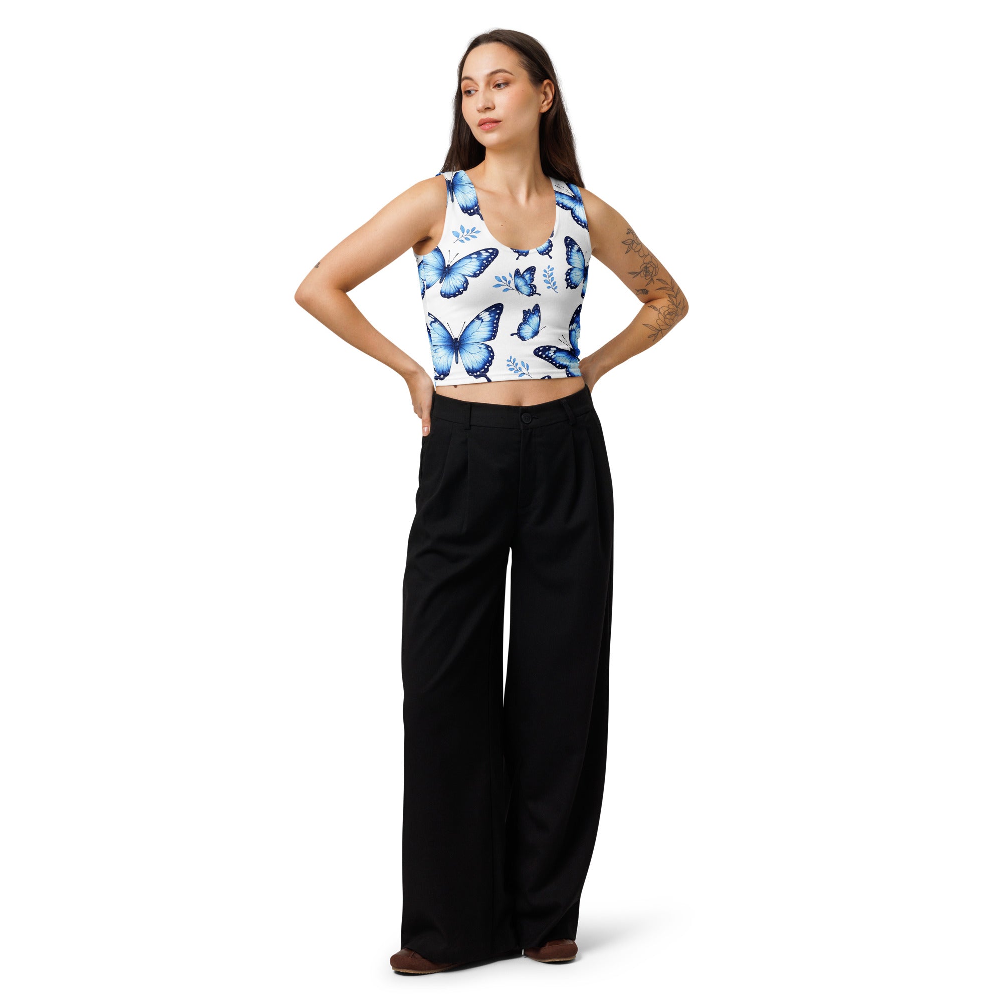 Butterflies Cotton Crop Top | Trend4us