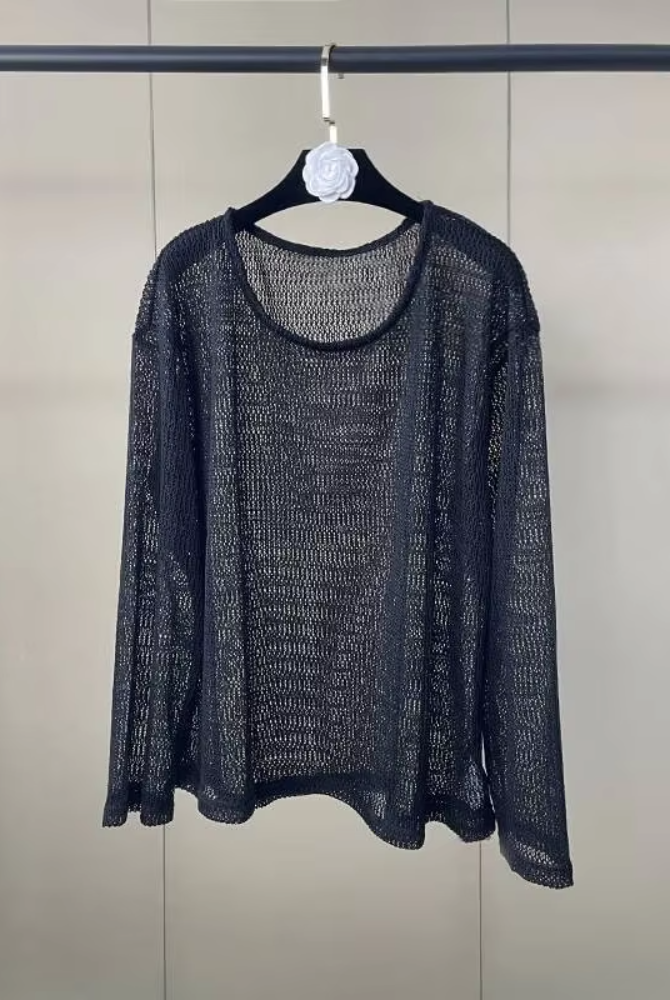 Trend4us Sheer Knit Long Sleeve Top – Women's Lightweight Sweater