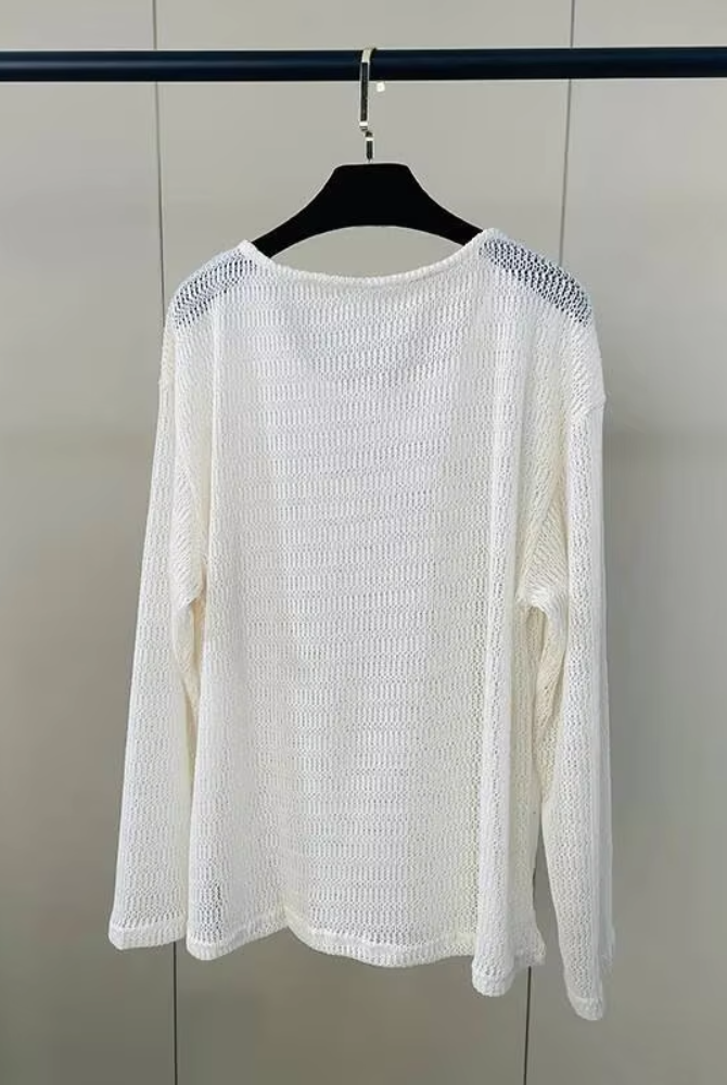 Trend4us Sheer Knit Long Sleeve Top – Women's Lightweight Sweater