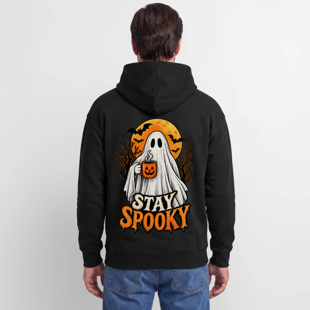 Trend4us Cute Ghost with Pumpkin Oversized Hooded Sweatshirt - black