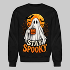 Trend4us Cute Ghost with Pumpkin Crewneck Sweatshirt - black