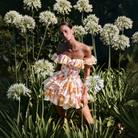 Trend4us Luxe Floral Ruffle Off-Shoulder Mini Dress