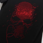 Trend4us Luxe Red Rhinestone Streetwear Skull Graphic Tee in black closer view