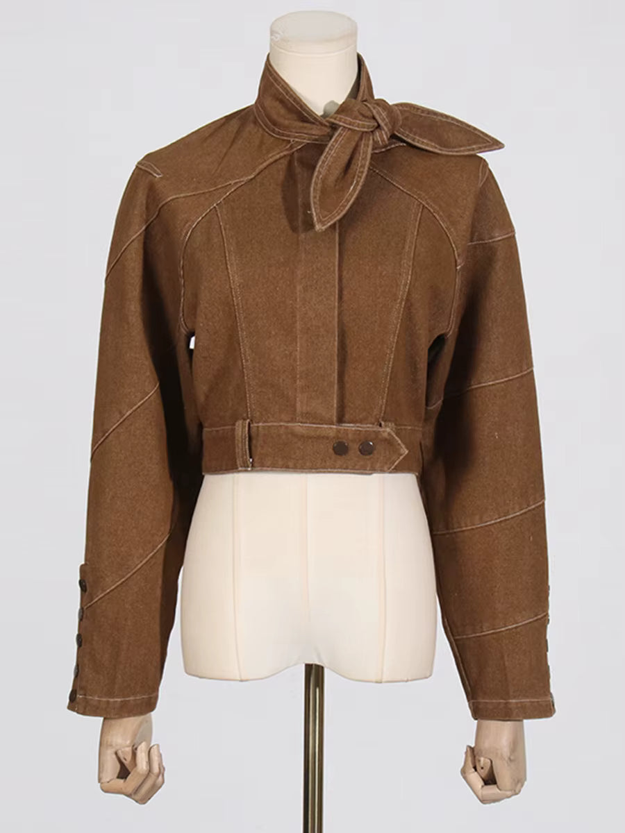 Trend4us Avant-Garde Structured Cropped Jacket & Wide-Leg Pants Set