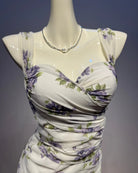 Trend4us Chiffon Mesh Floral Ruched Mermaid Mini Dress closer view