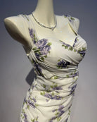 Trend4us Chiffon Mesh Floral Ruched Mermaid Mini Dress closer view