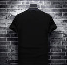 Trend4us Luxe Red Rhinestone Streetwear Skull Graphic Tee in black back view