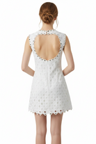 Trend4us Luxe Mirror-Embellished Crochet A-Line Mini Dress back view