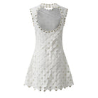 Trend4us Luxe Mirror-Embellished Crochet A-Line Mini Dress back view