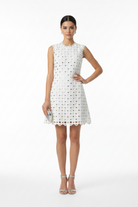 Trend4us Luxe Mirror-Embellished Crochet A-Line Mini Dress