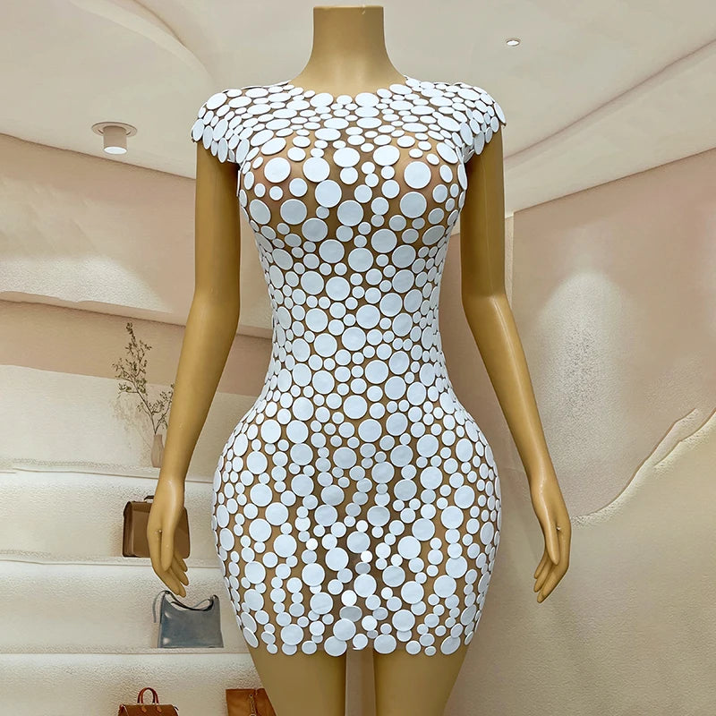 Trend4us Dots Mesh Stage Mini Dress