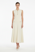 Trend4us knit maxi dress in beige, front view