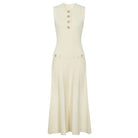 Trend4us knit maxi dress in beige, front view