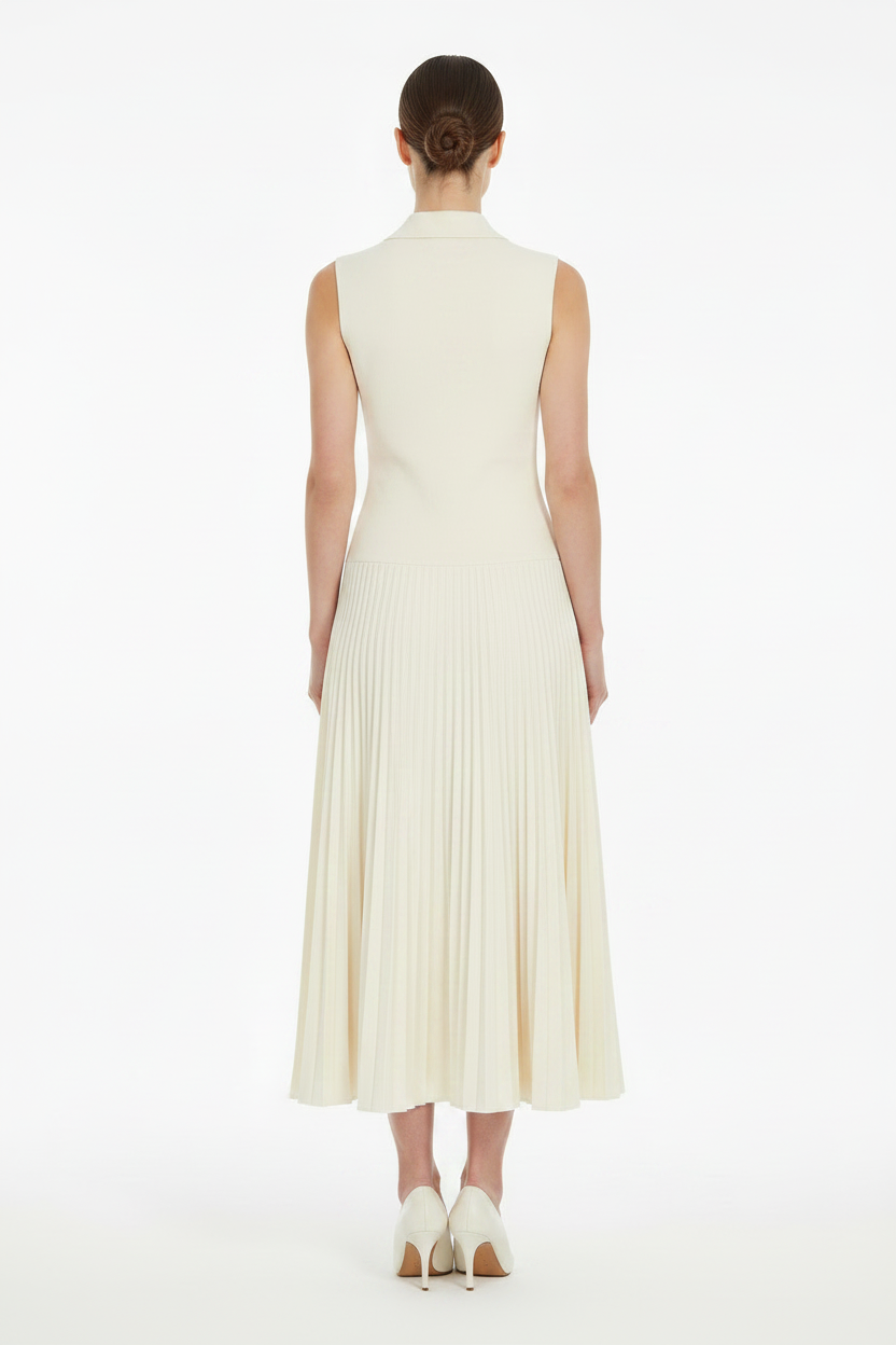 Trend4us knit maxi dress in beige, back view