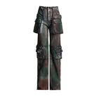 Trend4us Streetwear Vintage Multi-Pocket Wide-Leg Cargo Jeans