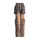 Trend4us Streetwear Vintage Multi-Pocket Wide-Leg Cargo Jeans