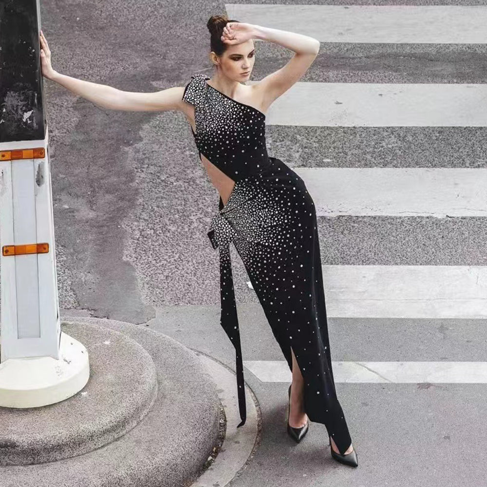 Luxury Black Velvet Maxi Dress