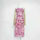 Trend4us Luxe Strapless 3D Floral Embroidered Midi Dress - Pink