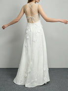 Trend4us Luxe Floral Appliqué Open-Back Maxi Dress