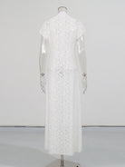 Trend4us Luxe Sheer Lace Cutout Top & Wide-Leg Pants Set