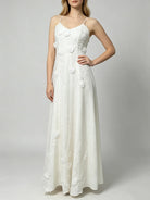Trend4us Luxe Floral Appliqué Open-Back Maxi Dress