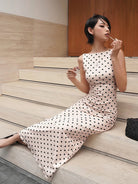 Trend4us Elegant Polka Dot Open-Back Maxi Dress