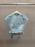 Trend4us Luxe Asymmetrical Denim Crop Top & Draped Skirt Set in blue