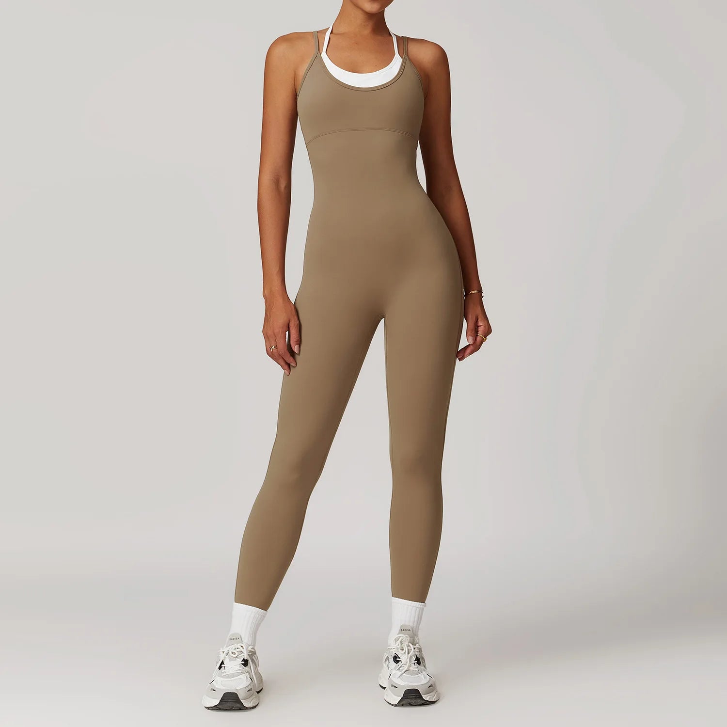 Trend4us Women's Crisscross Back Sculpting Jumpsuit